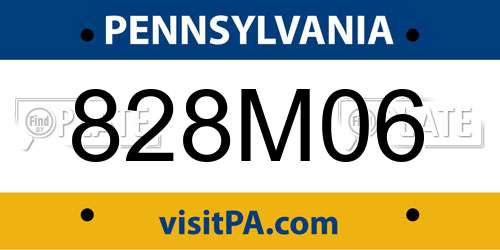 828M06 Pennsylvania License Plate