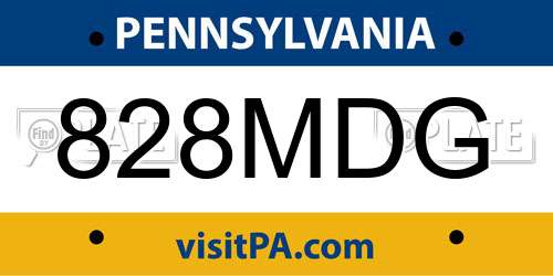 828MDG Pennsylvania License Plate