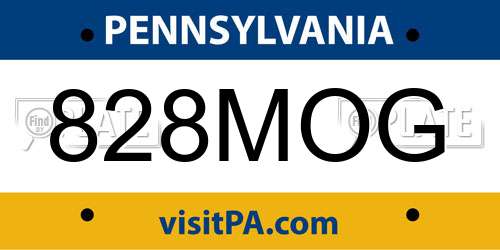 828MOG Pennsylvania License Plate