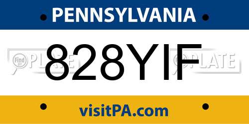 828YIF Pennsylvania License Plate