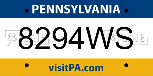 8294WS Pennsylvania License Plate