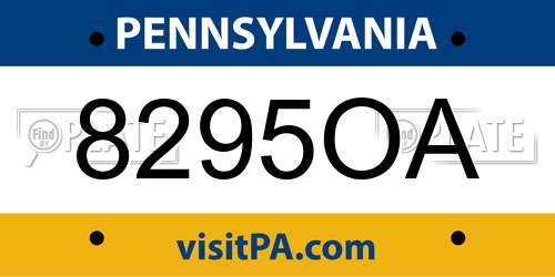 8295OA Pennsylvania License Plate