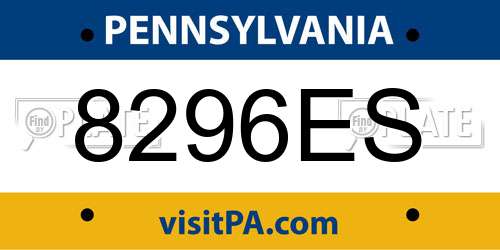 8296ES Pennsylvania License Plate