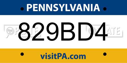 829BD4 Pennsylvania License Plate