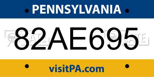 82AE695 Pennsylvania License Plate