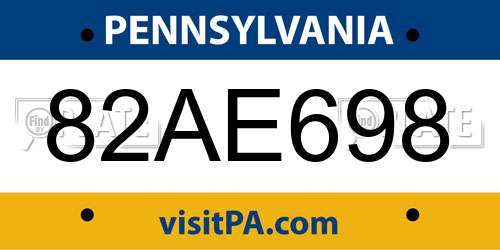 82AE698 Pennsylvania License Plate