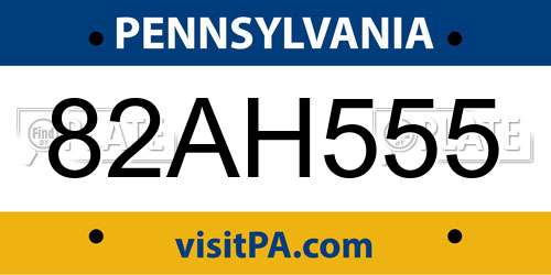 82AH555 Pennsylvania License Plate