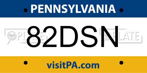 82DSN Pennsylvania License Plate