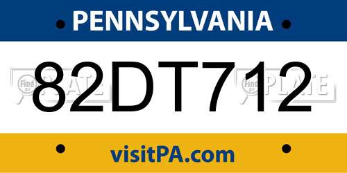 82DT712 Pennsylvania License Plate