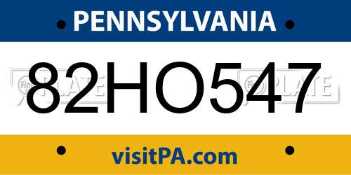82HO547 Pennsylvania License Plate