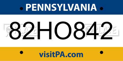 82HO842 Pennsylvania License Plate