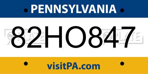 82HO847 Pennsylvania License Plate