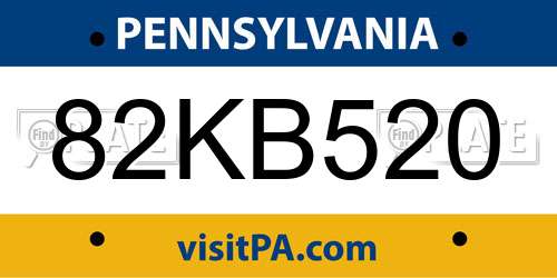 82KB520 Pennsylvania License Plate