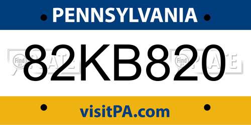 82KB820 Pennsylvania License Plate
