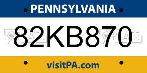 82KB870 Pennsylvania License Plate