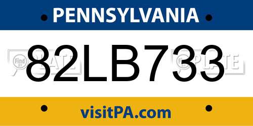 82LB733 Pennsylvania License Plate