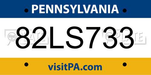 82LS733 Pennsylvania License Plate