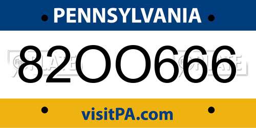 82OO666 Pennsylvania License Plate