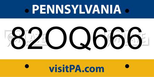 82OQ666 Pennsylvania License Plate