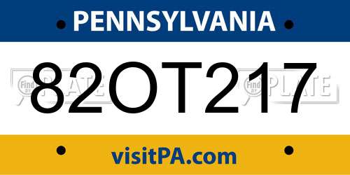 82OT217 Pennsylvania License Plate