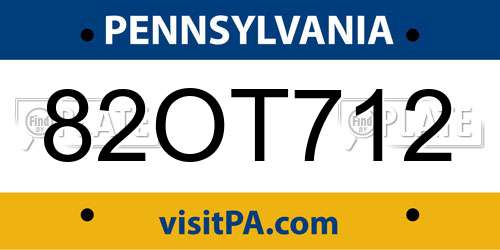82OT712 Pennsylvania License Plate