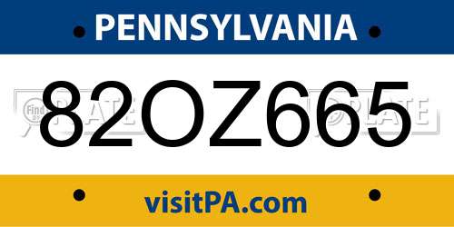 82OZ665 Pennsylvania License Plate