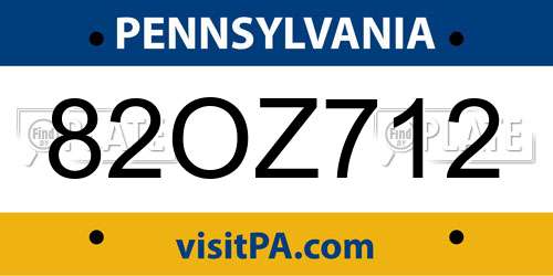 82OZ712 Pennsylvania License Plate