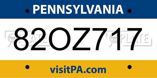 82OZ717 Pennsylvania License Plate