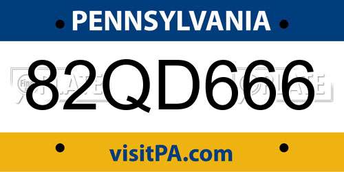 82QD666 Pennsylvania License Plate