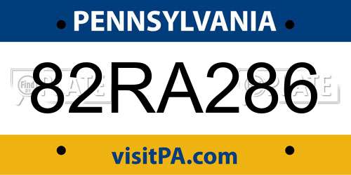 82RA286 Pennsylvania License Plate