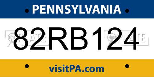 82RB124 Pennsylvania License Plate