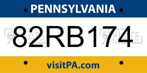 82RB174 Pennsylvania License Plate