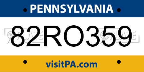 82RO359 Pennsylvania License Plate