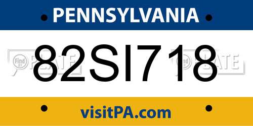 82SI718 Pennsylvania License Plate