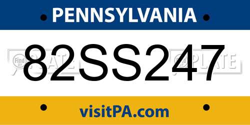 82SS247 Pennsylvania License Plate