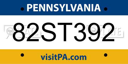 82ST392 Pennsylvania License Plate
