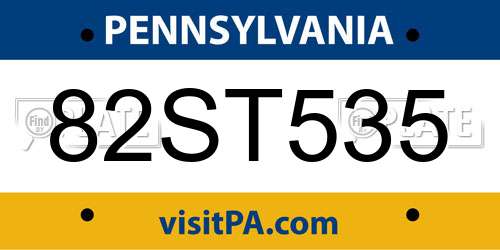 82ST535 Pennsylvania License Plate
