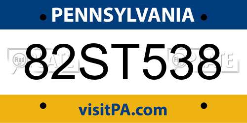 82ST538 Pennsylvania License Plate