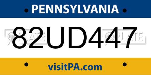 82UD447 Pennsylvania License Plate
