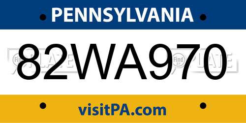 82WA970 Pennsylvania License Plate