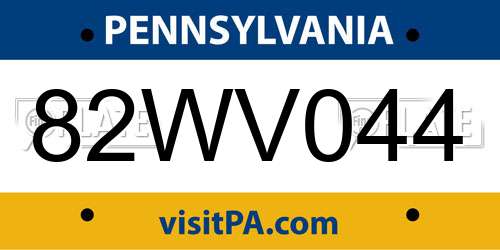 82WV044 Pennsylvania License Plate
