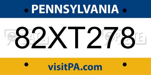 82XT278 Pennsylvania License Plate