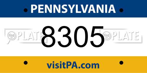 8305 Pennsylvania License Plate