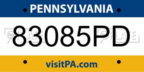 83085PD Pennsylvania License Plate