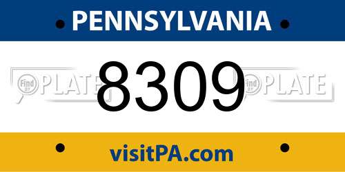 8309 Pennsylvania License Plate