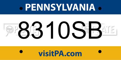 8310SB Pennsylvania License Plate