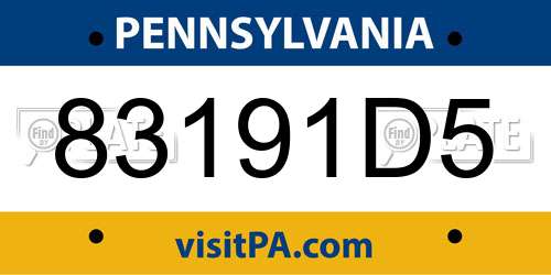 83191D5 Pennsylvania License Plate