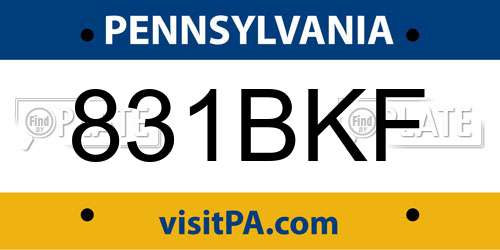 831BKF Pennsylvania License Plate
