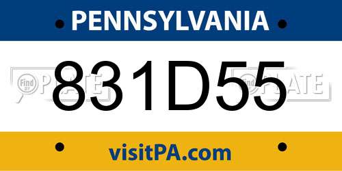 831D55 Pennsylvania License Plate