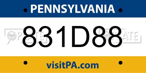831D88 Pennsylvania License Plate